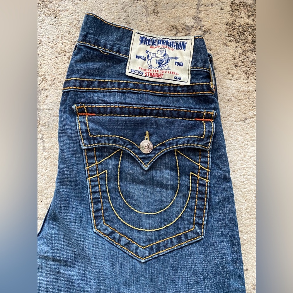 Yellow stitch true religion jeans